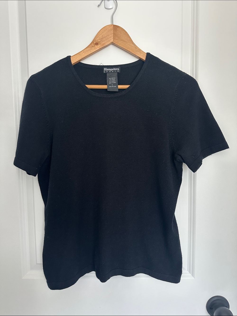 Hampshire Studio Women’s Short Sleeve Knit Sweater Black L